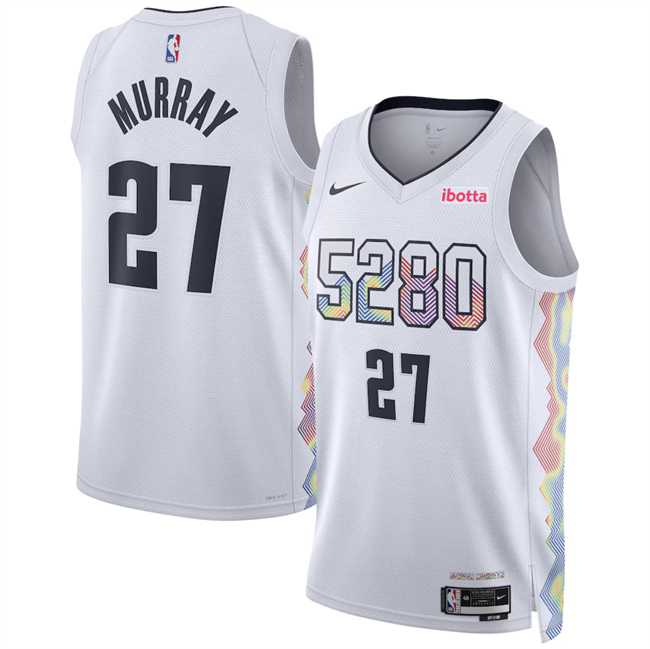 Mens Denver Nuggets #27 Jamal Murray White 2024-25 City Edition Stitched Jersey Dzhi